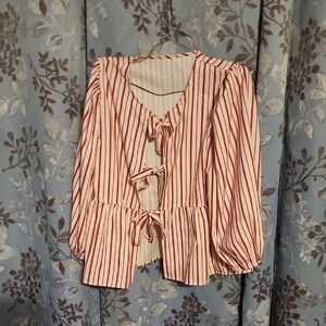 Striped Red and White Women's Top